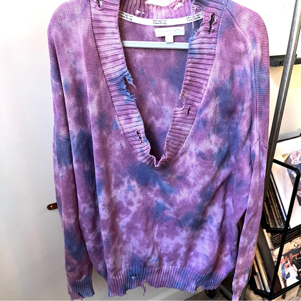 Spiritual Gangster Oversized Distressed Tie Dye Sweater
